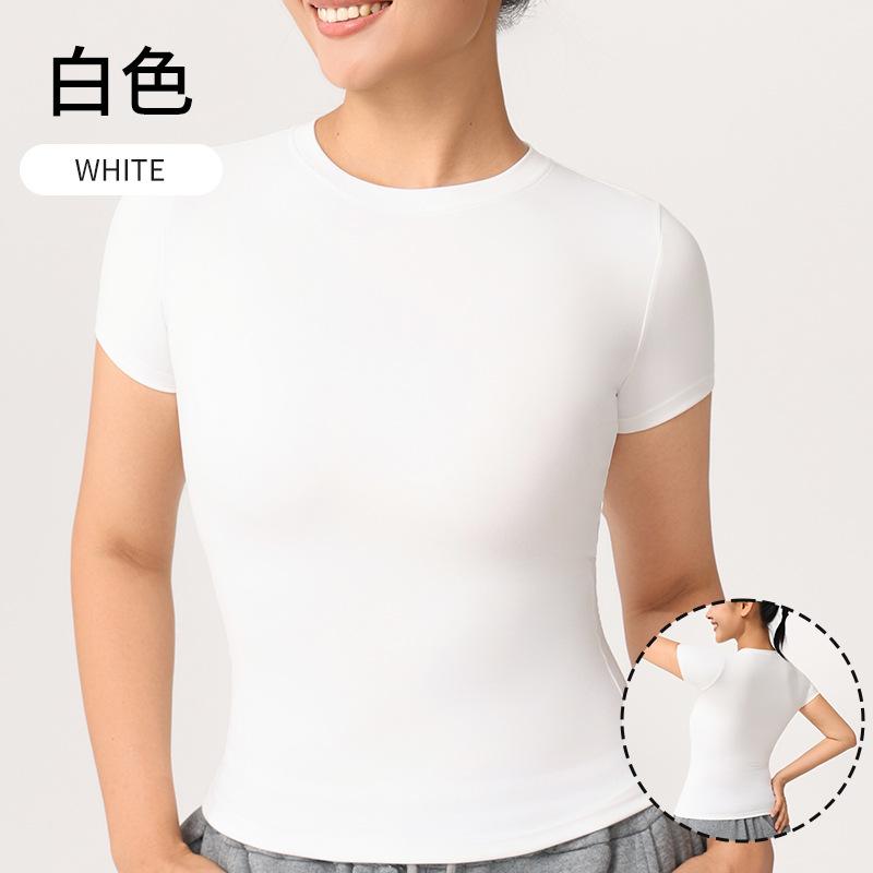 Seamless nude yoga clothes, short-sleeved sports tops, women's T-shirts, outdoor tennis clothes, breathable elastic quick-drying fitness clothes