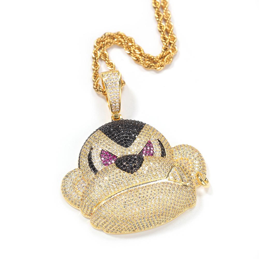 Hip-hop street hipster orangutan necklace cartoon creative micro-inlaid zircon large pendant sweater chain spot