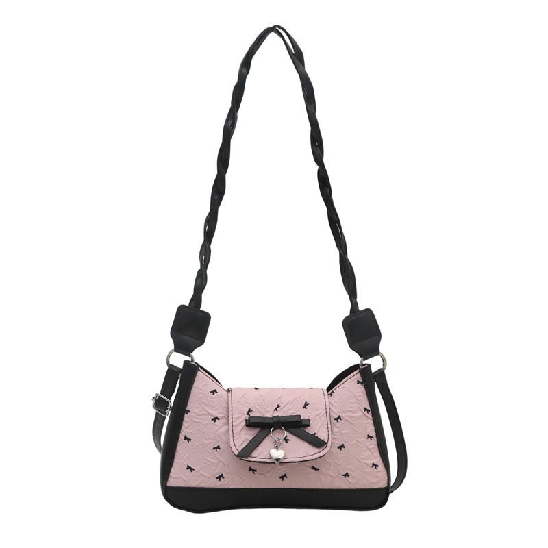 

Niche design bow underarm bag women s new handbags fashion shoulder messenger bag sweet baguette bag розовый