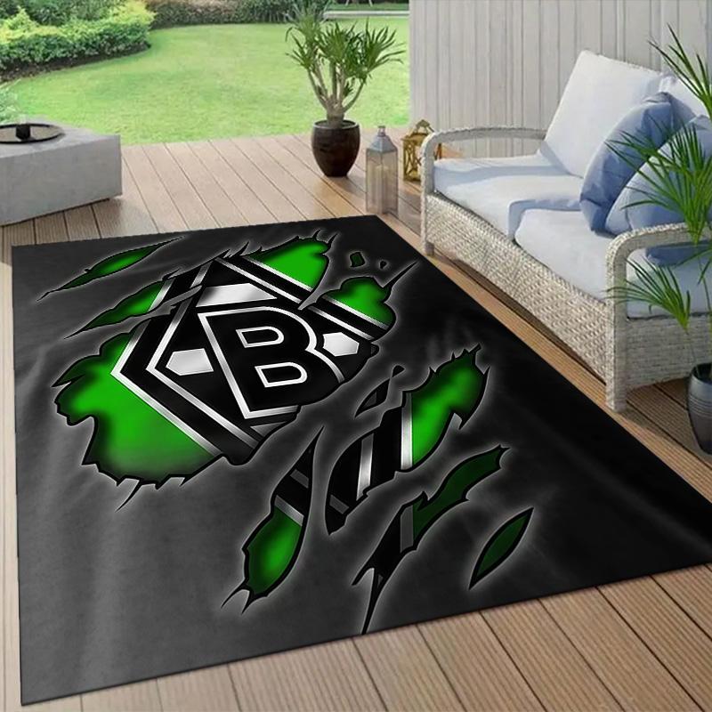 Borussia Mönchengladbach Flannel Pattern Square Carpet,Area Rug,Carpet Rug for Living Room Bedroom Sofa Playroom Decor,Non-slip Floor Mat