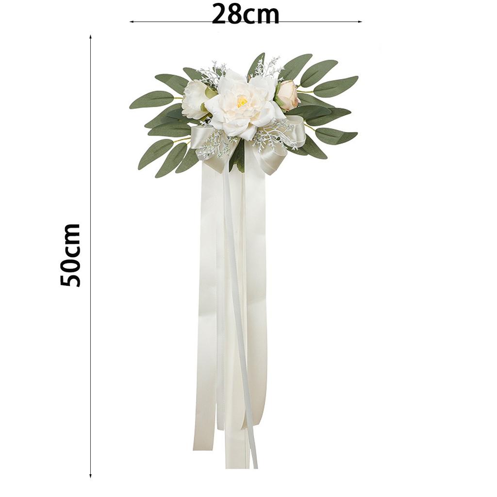1pc Wedding Car Rearview Mirror Decoration Flower Eucalyptus Wedding Chair Back Flower Green Plants Floral for Ceremony Decor