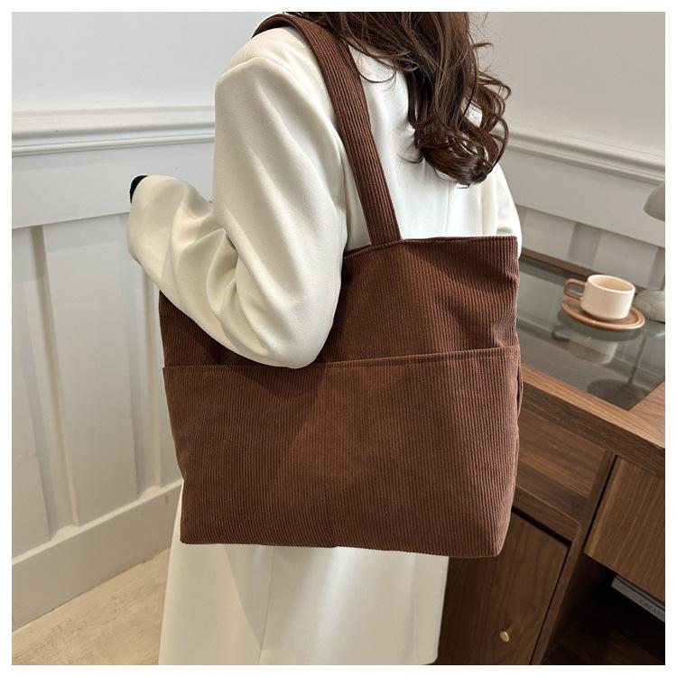 Damen Baumwoll-Tragetasche, Große Kapazität, Reißverschluss, Schulter-Handtasche, Weiche Eimer-Tasche mit Innentasche