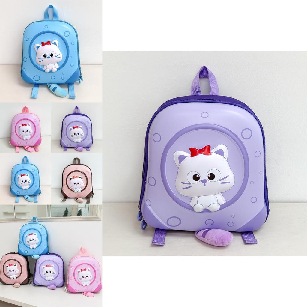 Toddler Girl Boy Backpack With Cartoon Cat Design And Durable Material For School