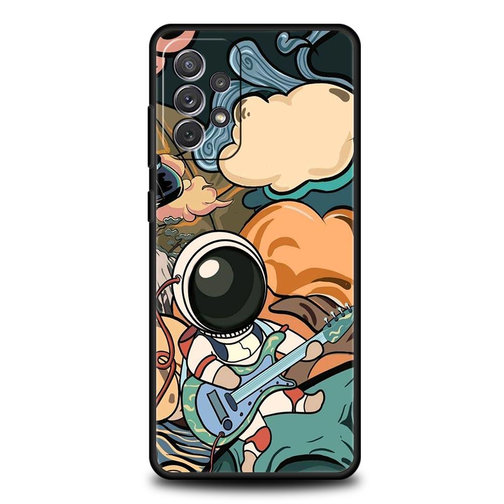 Cartoon Cute Cosmonaut Phone Case for Samsung Galaxy A55 A35 A15 A14 A13 A25 A54 A51 A71 A72 A73 A32 A52 A41 5G Soft TPU Shell