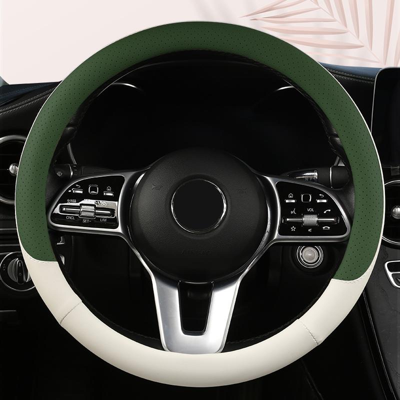 Funda de Volante de Cuero Antideslizante para Coche Cubierta Protectora Universal para Volante de Coche Estilo de Moda Forma O D 38 cm