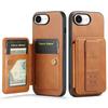 FIERRE SHANN 024 For iPhone 16e Case Card Holder Kickstand Waxy Texture Leather+TPU Phone Cover