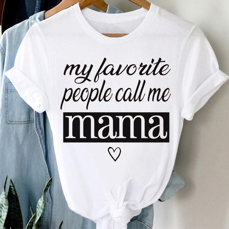 Damen T-Shirt Süße Familienkleidung Lässiges Print-T-Shirt Mama Mutter Mama Oberteil Sommer Mode Kurzarm Dame Weibliches Grafik-T-Shirt