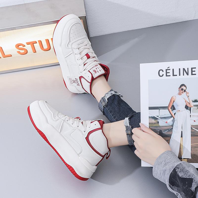 Women's Tennis Sneakers Light Breathable PU Casual Walking Shoes  Women Lace-up Platform Boots