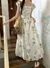 Xiaofei Sleeve Square Neck Floral Dress Children's Summer New Seaside Vacation Coffee Break French Temperament Long Dress
