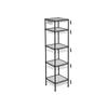 SONGMICS Bathroom Shelf, Metal Storage Rack, Total Load Capacity 100 kg, with 5 PP Sheets, Removable Hooks, 30 x 30 x 123.5 cm, Expandable Design