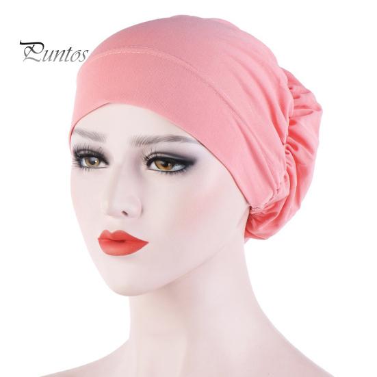 Women Small Solid Color Soft Knotted Night Sleep Beanie Bonnet Chemo Hat Cover