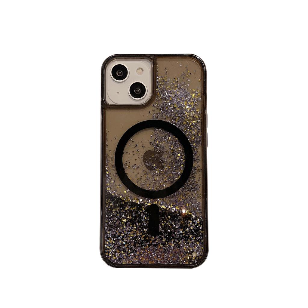 Magnetic Quicksand 2-in-1 Mobile Phone Case Is Suitable for Apple iPhone 15p Glitter Color Charging Protective Case 12
