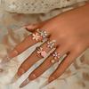 4Pcs Romantic Flower Ring Set Rose Enamel Crystal Imitation Pearl Open Stackable Rings For Women Spring/Summer Party Daily Wear
