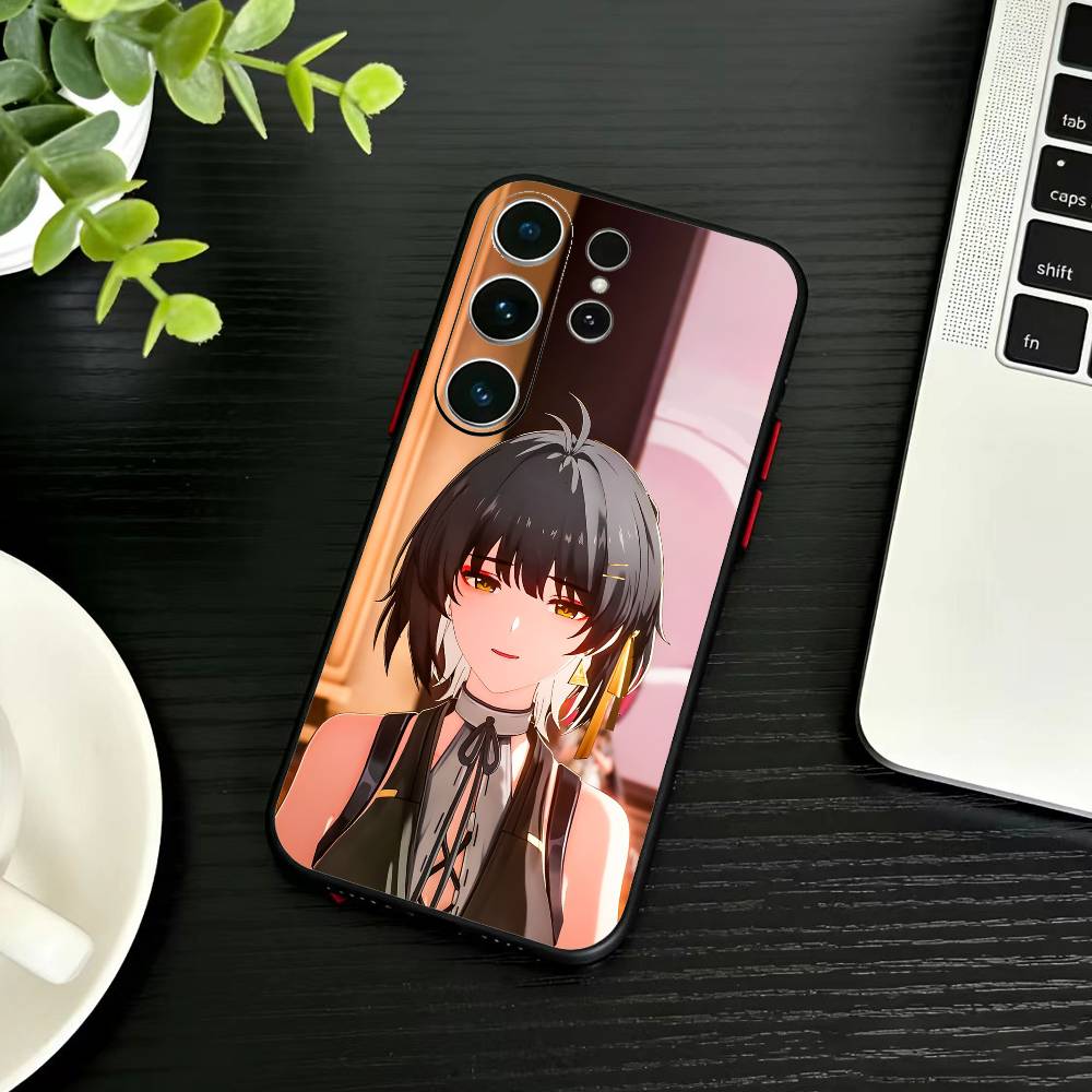 

W-Wuthering Waves Phone Case For Samsung S26,S25,S24,S23,S22,S21,S20,Ultra,Plus,FE Black Soft Cover Samsung S23ULTRA5G
