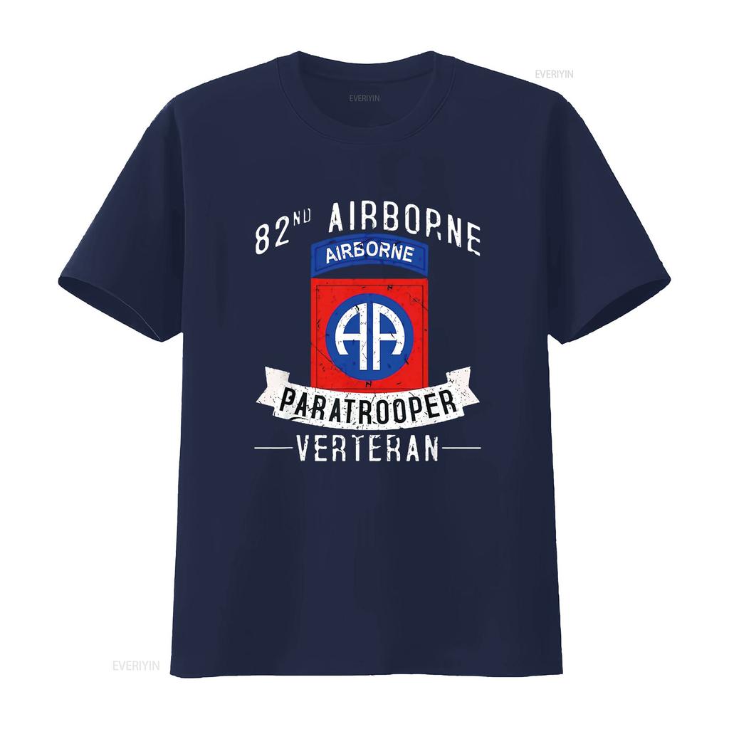 Mens 82nd Airborne Division Paratrooper Army Veteran T Shirt Black Medium vintage Washed Casual homme Stylish Versatile
