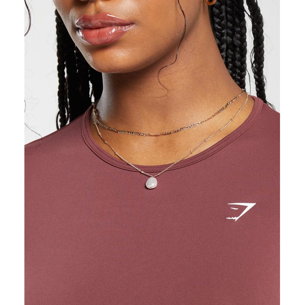 Gymshark Bezešvý top s dlouhým rukávem pro každodenní použití, vínově hnědý, B7a2s Rbqv