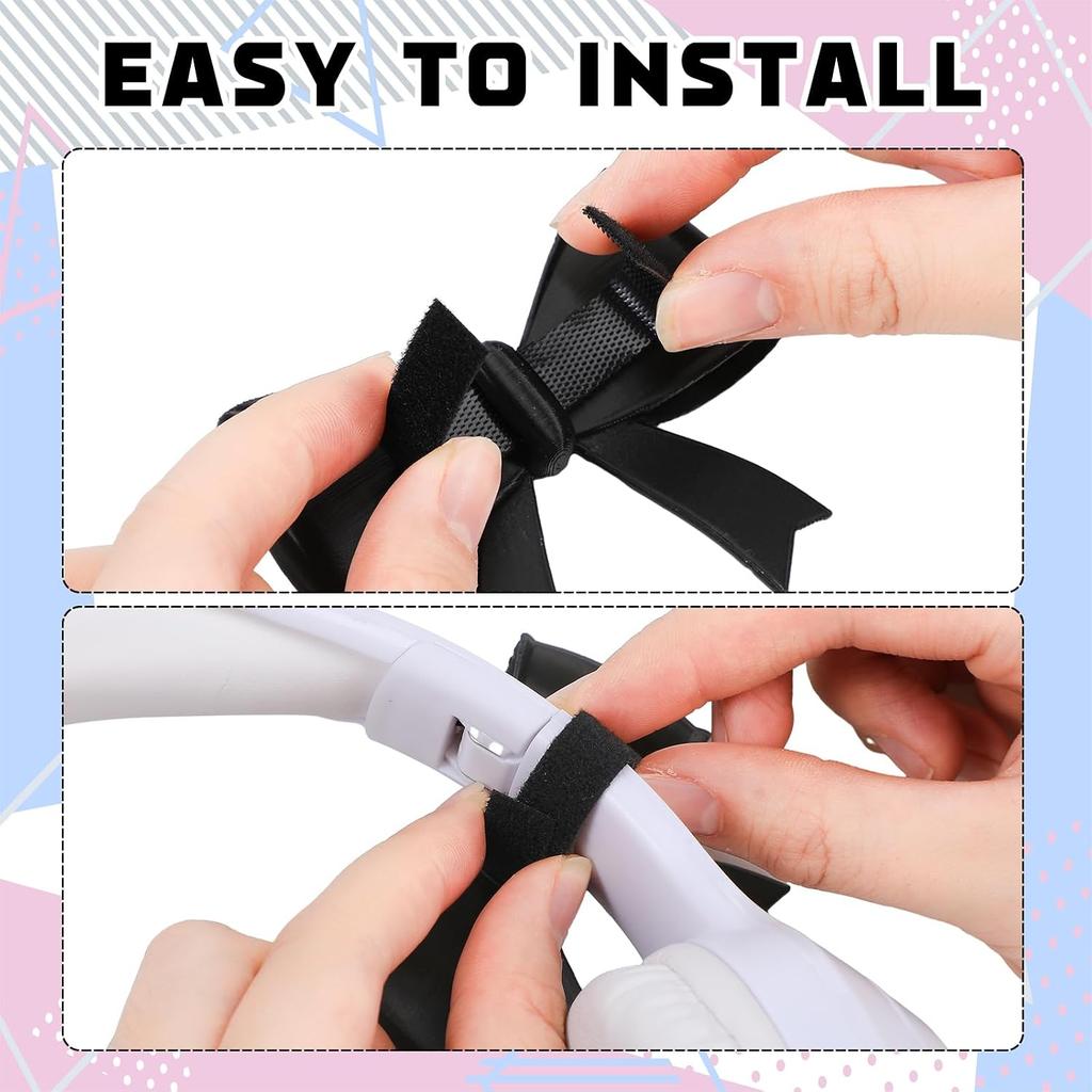 2 Pack Bow Headphone Accessories Coquette Headset Decoration 3D Cute Headphone Charms Attachment Girl Gaming Accessories Black Christmas Gamer Gift