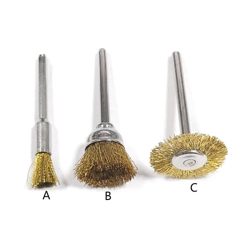 10pcs Copper Wire Wheel Brushes 3mm Mandrel For Precisions Cleaning And Rusts Removal For Metalwork And DIY Projects