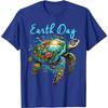 Earth Day Sea Turtle Graphic Tee Breathable Casual Cotton T-Shirt for Unisex