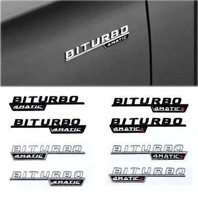2 sztuk litery samochodowe wykończenie błotnika odznaka BITURBO 4MATIC Plus naklejka z logo dla C43 E43 GLE43 GLC43 W205 W213 akcesoria