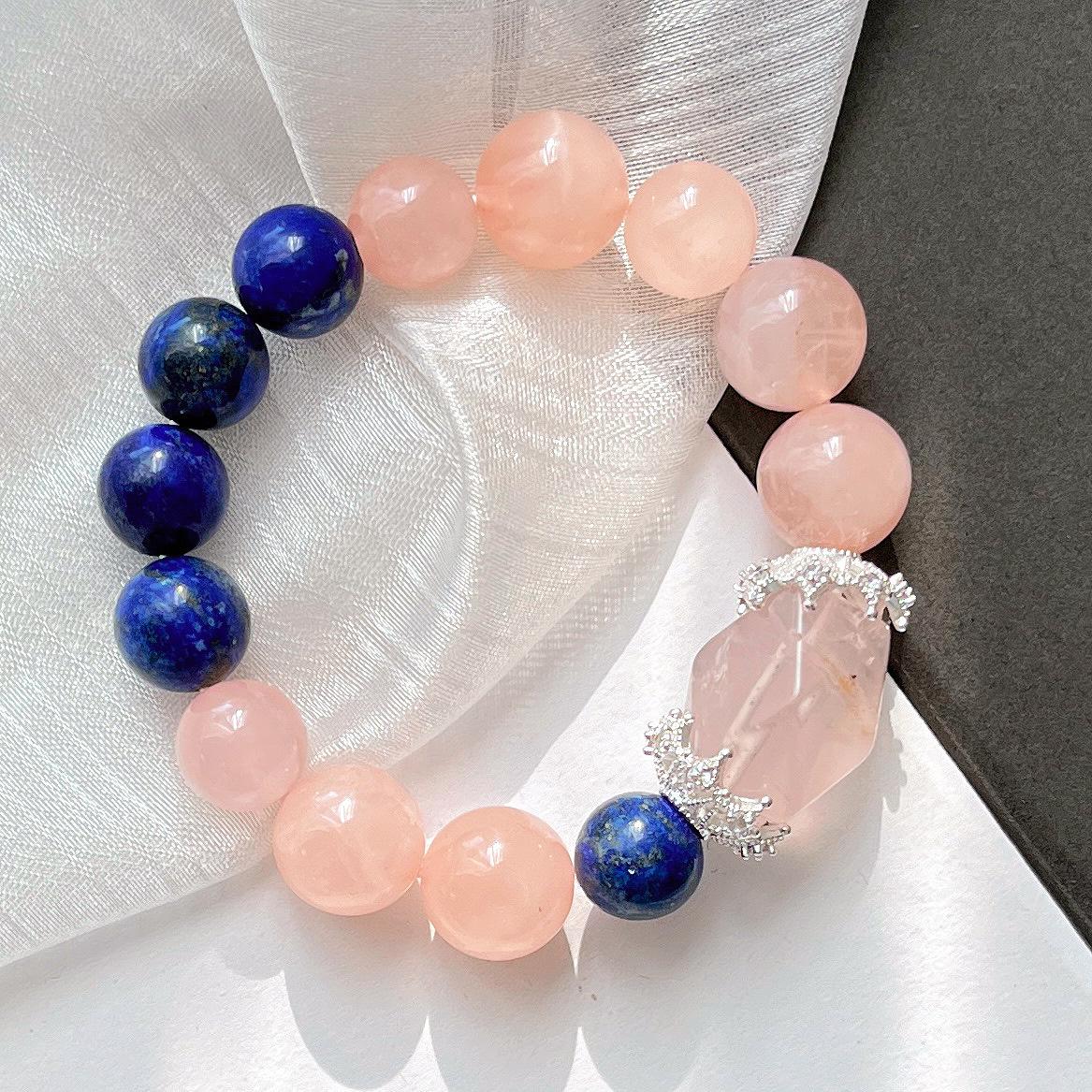 Large Particle Natural High Quality Madagascar Powder Crystal Lapis Lazuli Design Bracelet