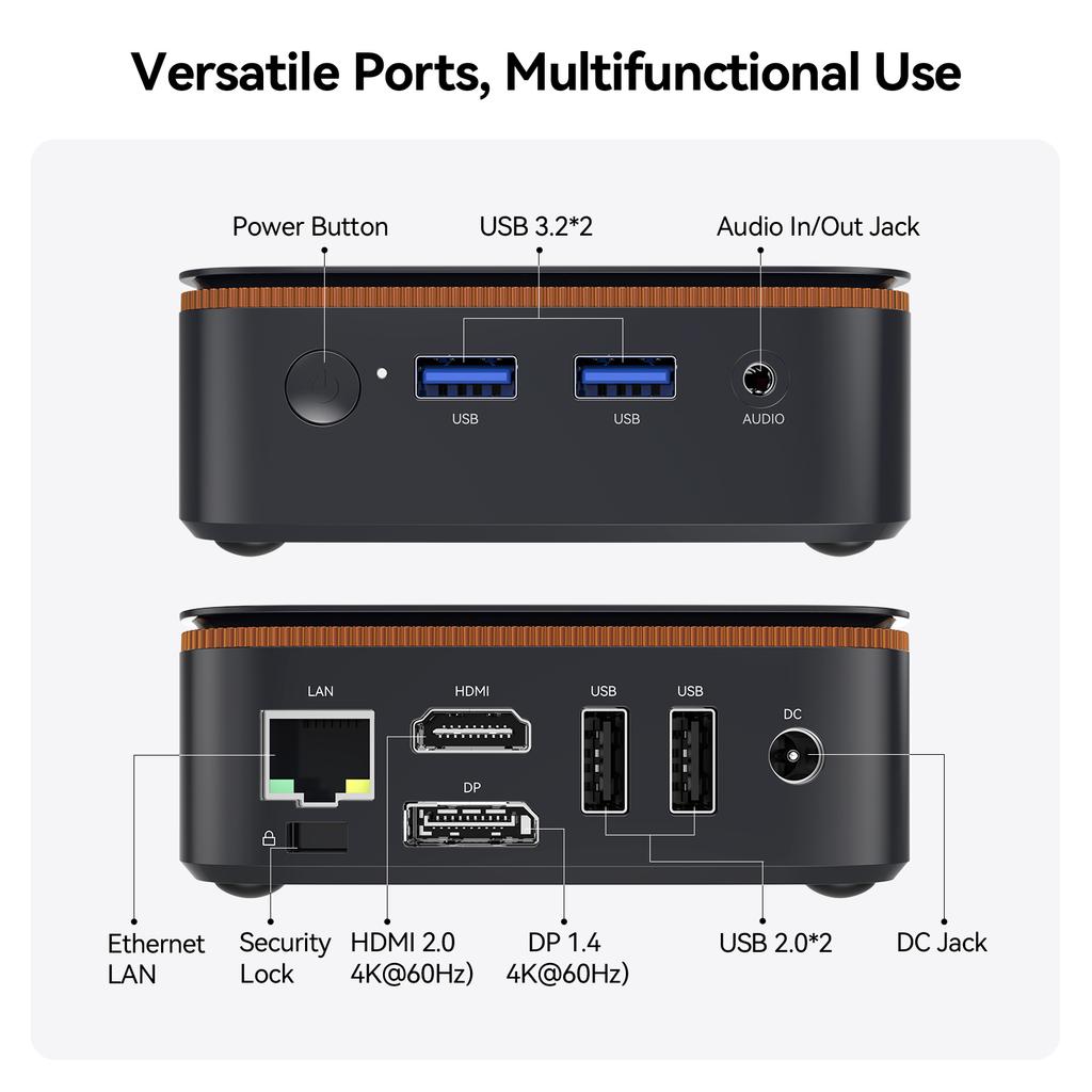 Huidun H50 Mini PC AMD Ryzen 3300U 16GB 512GB SSD Windows 11Pro MINI Computer HDMI