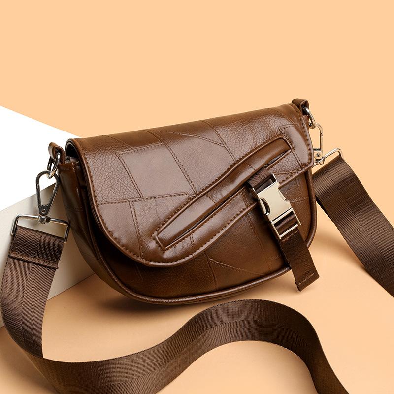 

Versatile and Patchwork Mom Bag Fashionable Simple and Elegant Single-shoulder Crossbody Bag коричневий