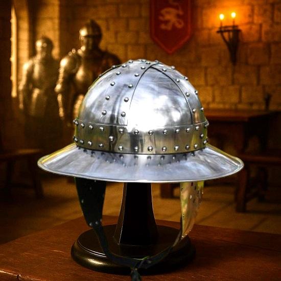 Hand-Forged Steel Kettle Hat Helmet Medieval Knight Armor Replica