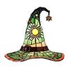 Witch Hat Stained Glass Suncatcher Window Hanging Decoration Halloween Gothic Glass Ornament for Window Home Kitchen