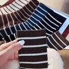 5/10 Pairs Women Mid Length Socks Fashionable Striped Print Soft Comfortable Sweat Absorbing and Breathable Casual Socks