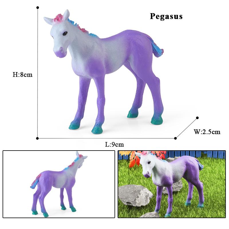 Oenux New Mythical Elf Pegasus Fairy Tale Fly Horse Kids Toy Action Figures Animal Model Cute Girl Birthday Gift Cake Toppers