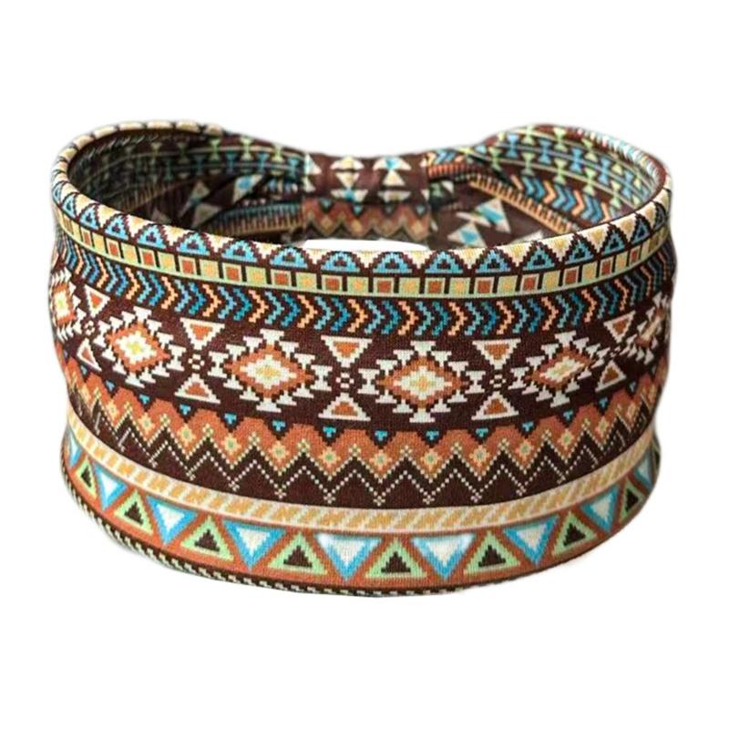 Stretchy Bohemian Pattern Hairband Sweat Resistant Workout Headbands For Gym Outdoor Travel Activity Sport Accessory
