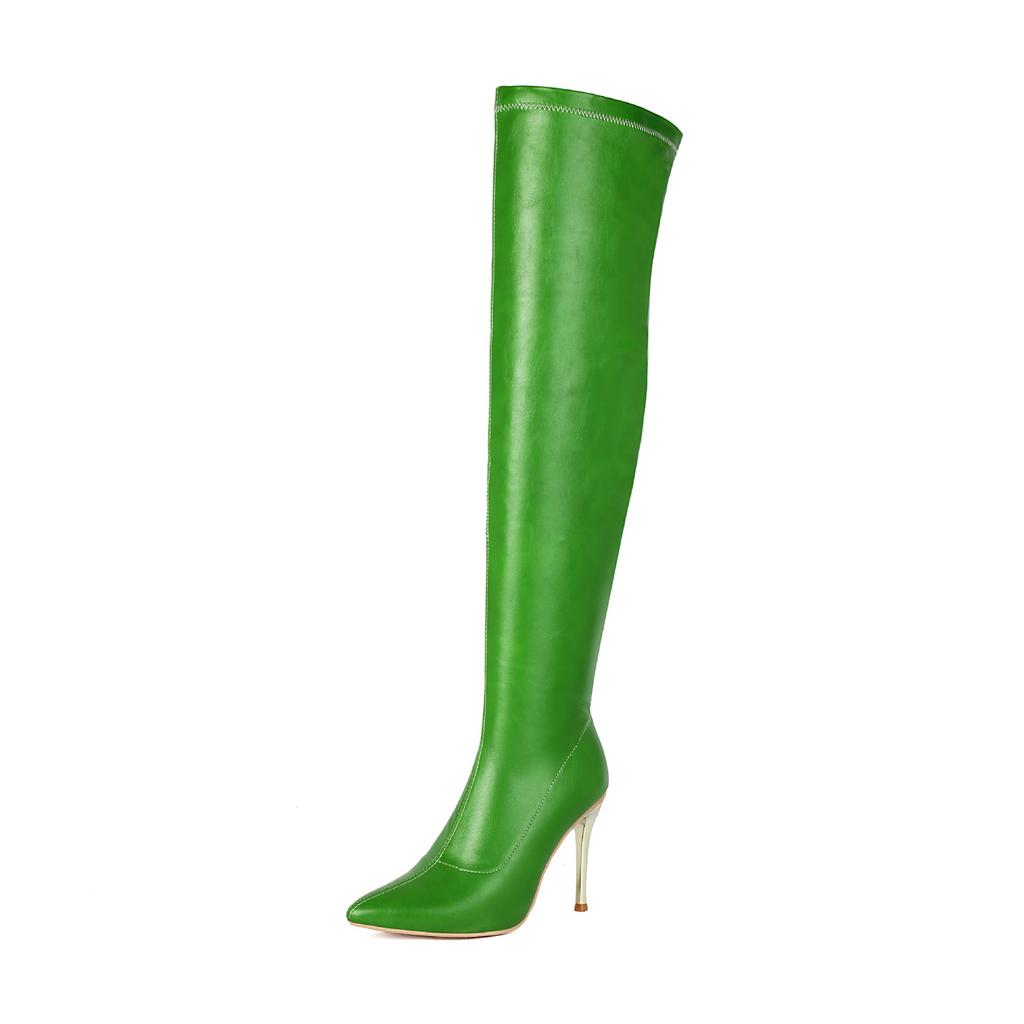 35-48 Herbst und Winter Spitze Überknie Stiefel Hoher Absatz Elastisch Schmaler Schaft Damen Stiefel Sexy Mode