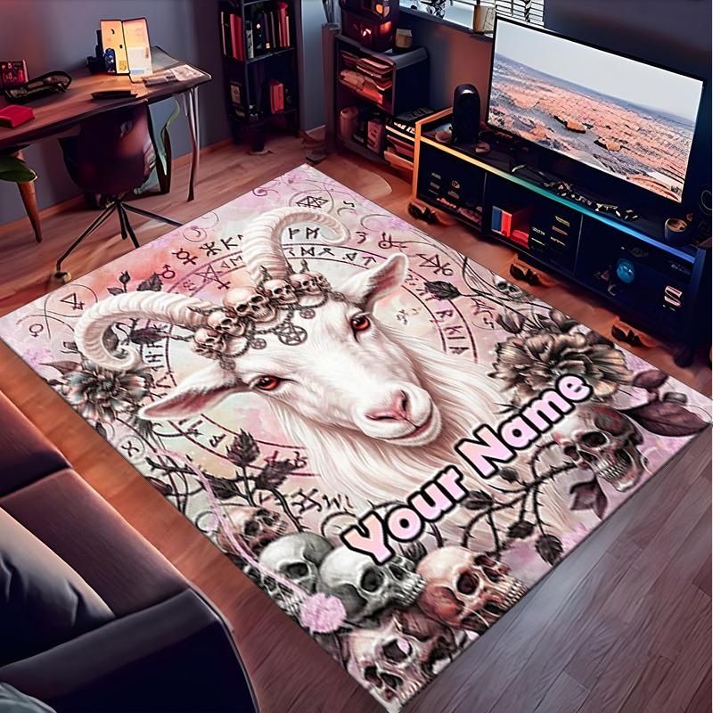 1PC Custom Name "Magickal Goat's Crown" Theme Floor Mat Ideal for Living Room, Game Rooms, Office, Bedroom,Floor Mat Playful Design