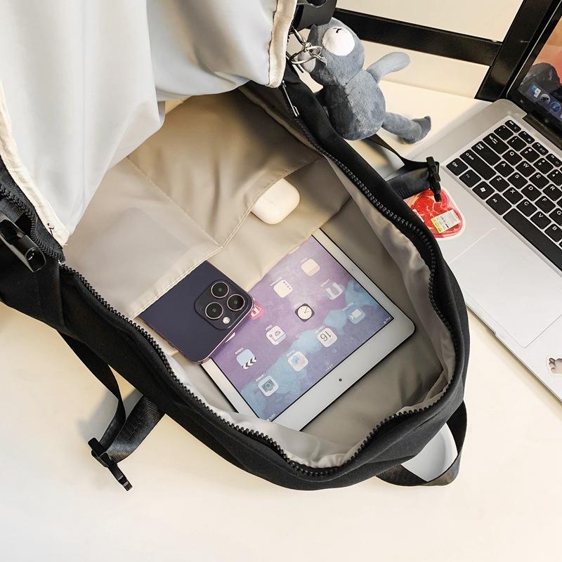 Schoolbag Backpack Male Simple Large Capacity Junior High School Student Schoolbag Trendy Cool Hong Kong Style Couple Leisure Travel Backpack