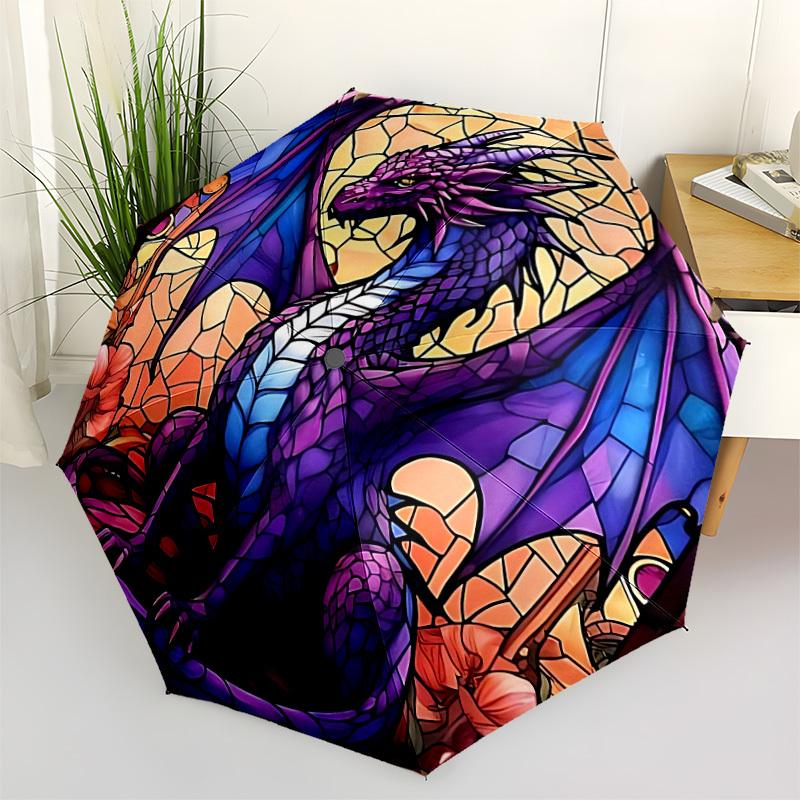 

1pc Fantasy DragonArtwork Automatic Folding Umbrella. Portable collapsible design, Best birthday festival gift yy250924147