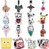 Fine 925 Silver Fit Original Bracelet Europe Cute Cartoon Doll Series Dangle Charm Beads Necklace Pendant Diy Women Jewelry Gift