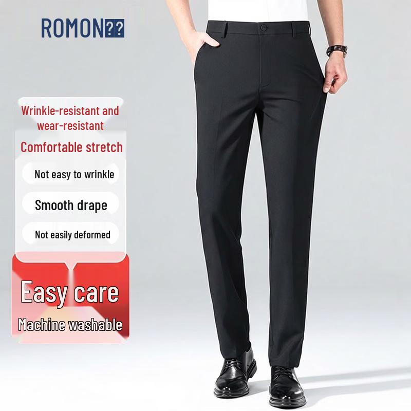 Romon Men s Business Casual Stretch Trousers 34