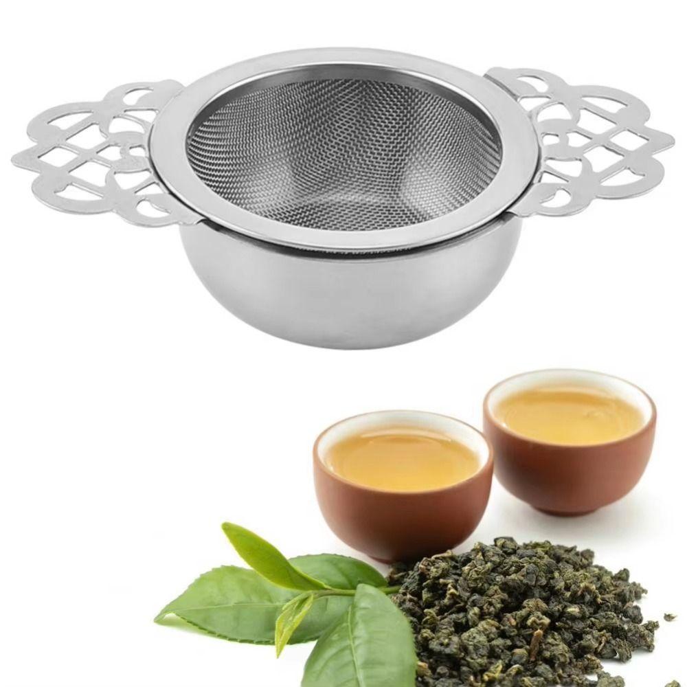 Fine Mesh Hanging Tea Strainer Stainless Steel Lace Tea Infuser Double Ear Tea Filter Restaurant