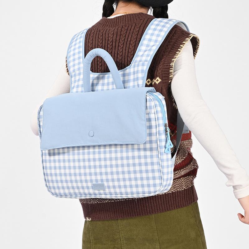 Borsa a tracolla a righe fresca e cool con chiusura per studenti - Borsa a sacco portatile per l'uso del computer