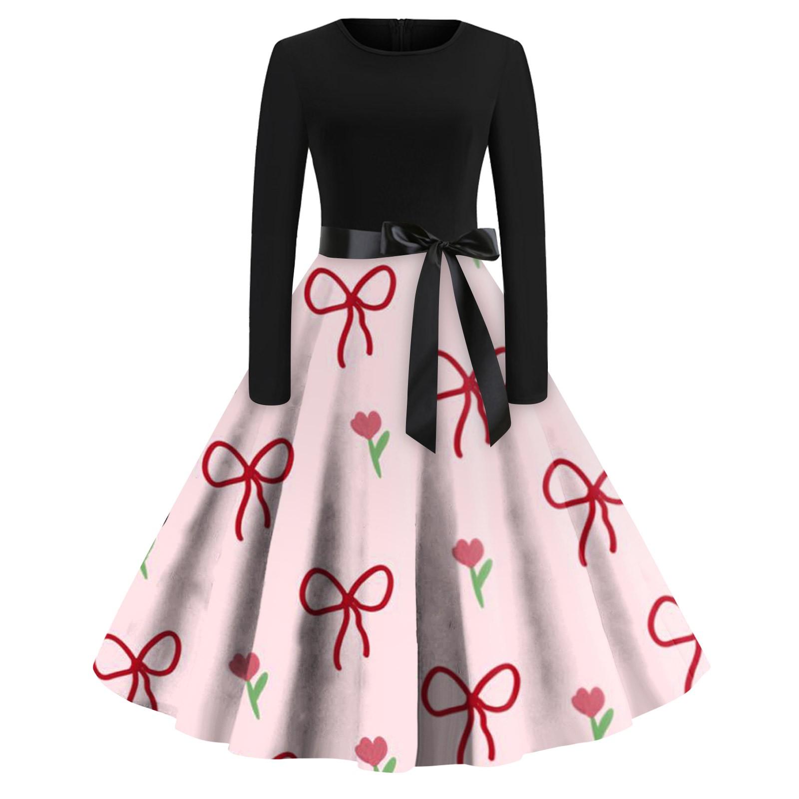 

Женское платье с круглым вырезом и большим подолом, плиссированная юбка с длинными рукавами, платье XXXL красный