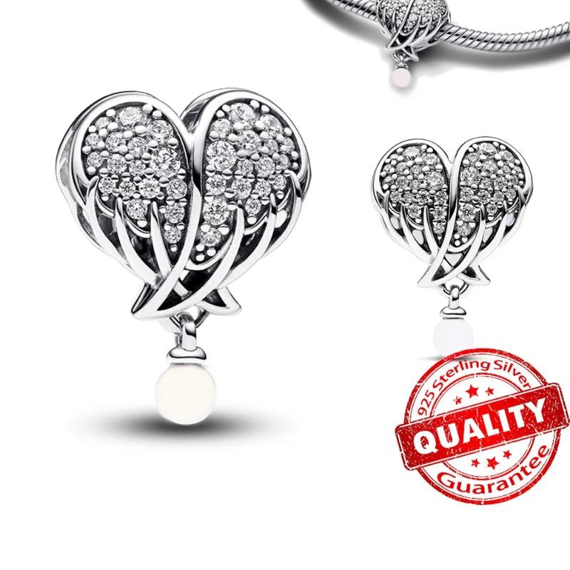 925 Silver Heart Charm Beads Full Diamond Round Rose Pendant for DIY Necklace Bracelet Jewelry Gift