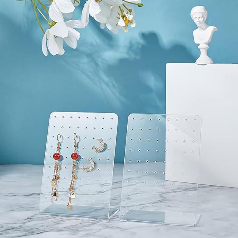 Akryl Örhängeshållare Organiserare med 72 Hål Öronstift Smyckesförvaring Visningsställ Monter Örhängesvisningsställ