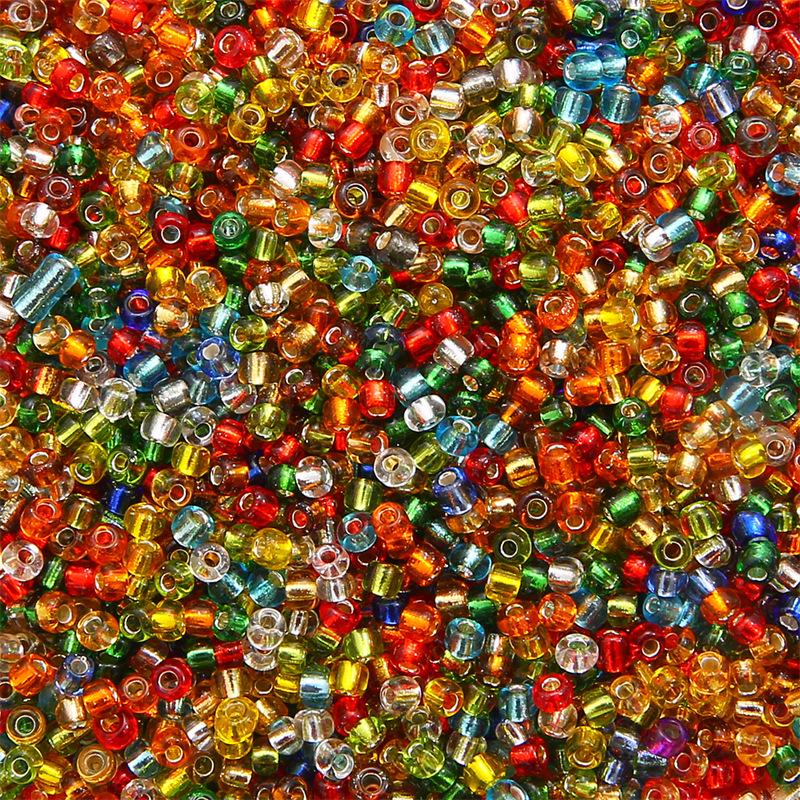 Silver-Lined Glass Rice Beads: 2-4mm Mixed Colors for Handmade Jewelry & DIY Crafts