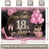 18. Geburtstag Kulisse mit Namen Individuell Rosa Luftballons & Rosen