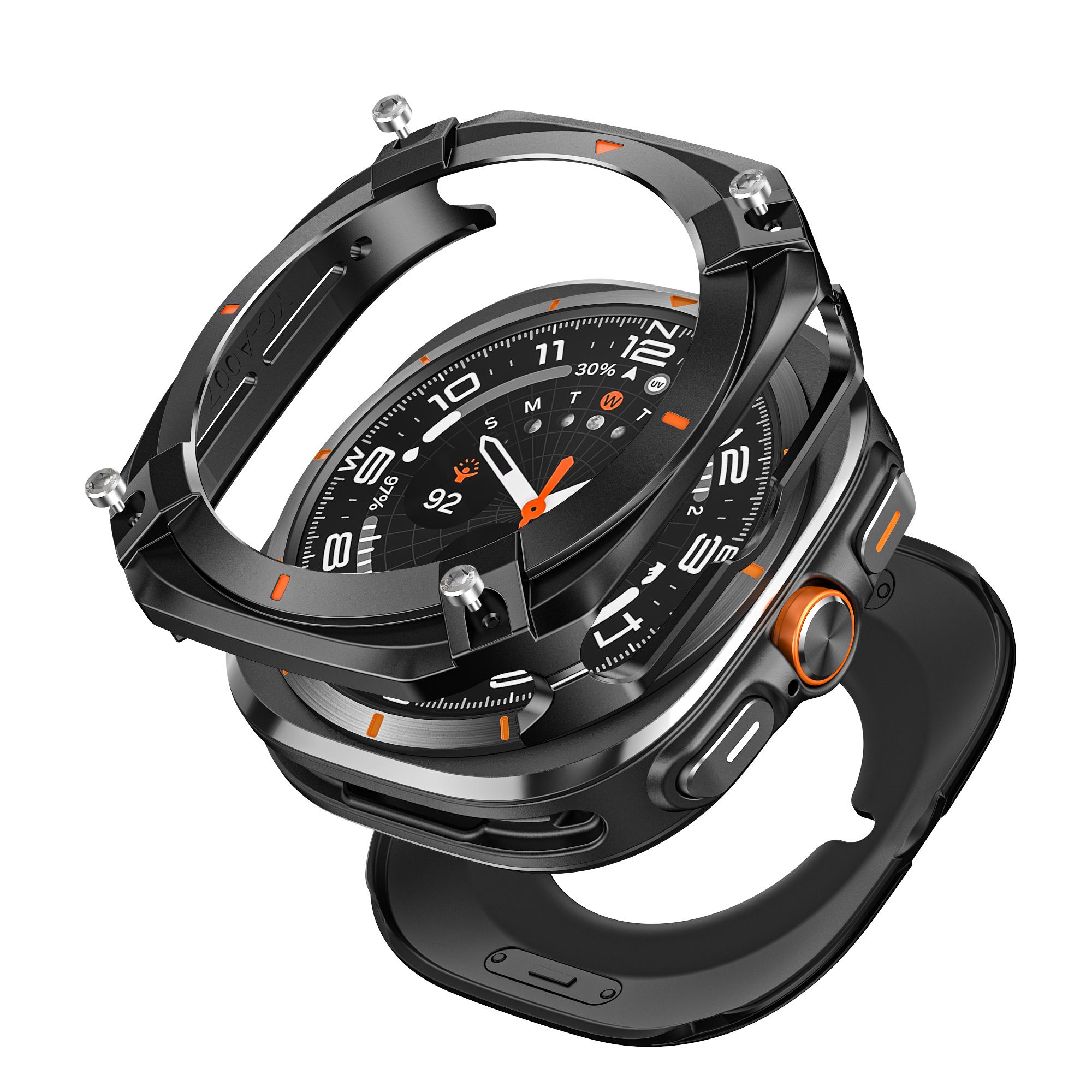 

Захисний чохол зі сплаву алюмінію для Samsung Galaxy Watch Ultra 2024/2025 47 мм Чоловіча кришка для SAMSUNG Galaxy Watch 8 44 мм Аксесуари для захисту екрану For Samsung watch 8 44mm чорний/помаранчевий