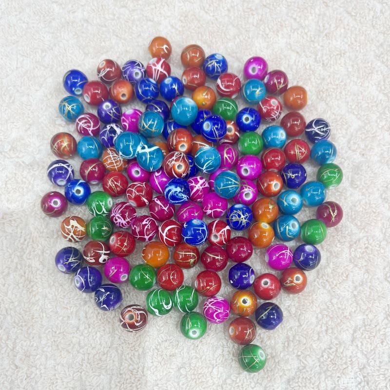 Brushed Round Beads Ceramic Necklace & Imitation Glass Bead Jewelry Accessories
