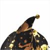 Black Gold Wizard Hat Cape Set Halloween Cat Dog Suit New Pet Cosplay Costume  Party Accessories