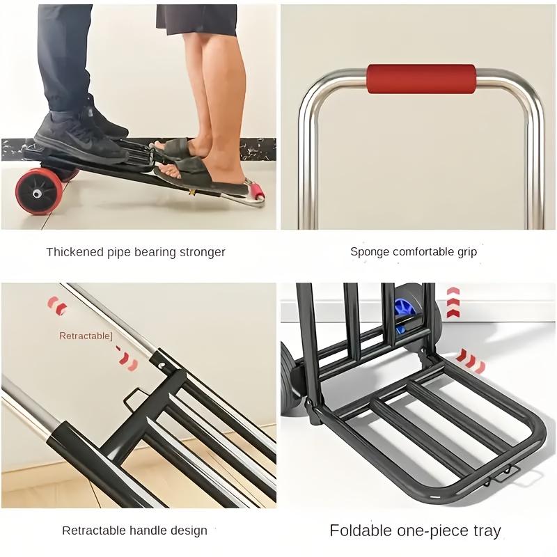 Folding Trolley with Retractable Handle, Sponge Handles - Ergonomic Design for Effortless Cargo Handling, Indoor/Outdoor Use, Versatile Mover