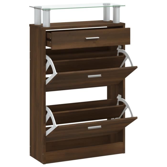 VidaXL Armoire à chaussures Chêne marron 63x24x104cm Bois d'ingénierie 342569